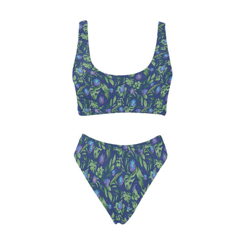 Jungle-Flower-Womens-Bikini-Set-Blue-Purple-Front-View