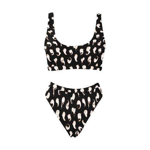 Retro-Ghost-Womens-Bikini-Set-Black-Front-View