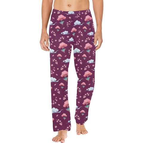 Sakura-Tree-Mens-Pajama-Magenta-Model-Front-View
