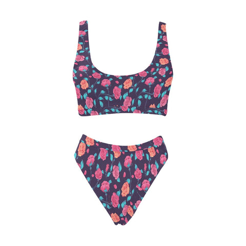 Painted-Roses-Womens-Bikini-Set-Purple-Front-View
