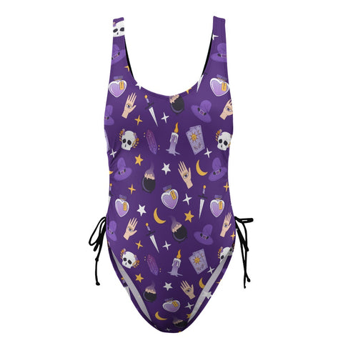 Witch-Core-Women's-One-Piece-Swimsuit-Purple-Product-Front-View