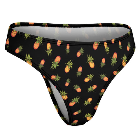 Pineapple-Womens-Thong-Black-Product-Side-View