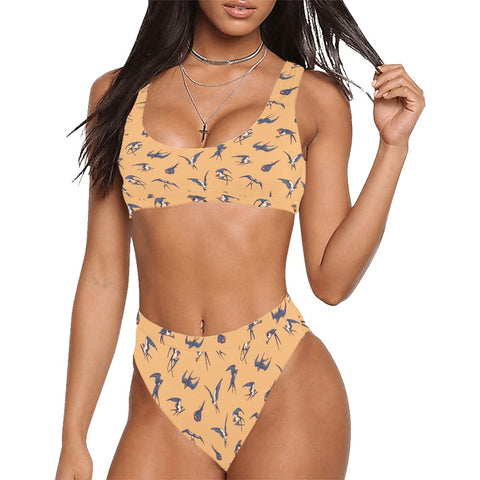 Sparrow-Womens-Bikini-Set-Yellow-Model-Front-View