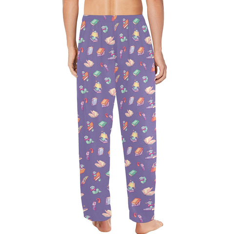 Book-Worm-Men's-Pajamas-Lavender-Model-Back-View