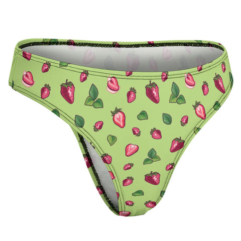 Strawberry-Women's-Thong-Lime-Green-Product-Side-View