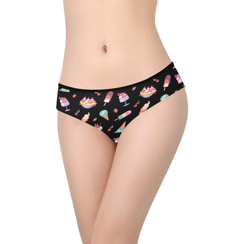 Banana-Split-Womens-Hipster-Underwear-Black-Model-Front-View