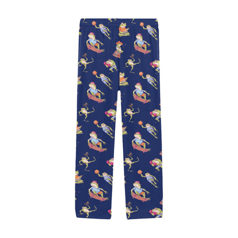 Frogs-in-Action-Mens-Pajama-Blue-Front-View