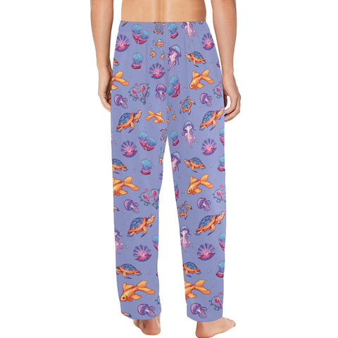 Sea-Life-Mens-Pajama-Lavender-Model-Back-View