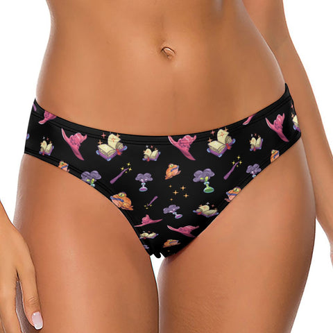 Spells-and-Potions-Women's-Thong-Black-Model-Front-View