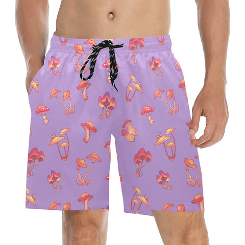 Mushroom-Mens-Swim-Trunks-Light-Purple-Model-Front-View