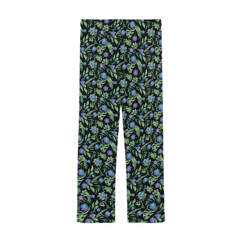 Jungle-Flower-Mens-Pajama-Black-Purple-Back-View