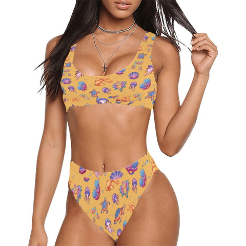 Sea-Life-Womens-Bikini-Set-Gold-Model-Front-View