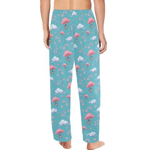 Sakura-Tree-Mens-Pajama-Turquoise-Model-Back-View