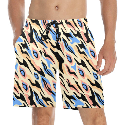 Exotic-Mens-Swim-Trunks-Blue-Model-Front-View