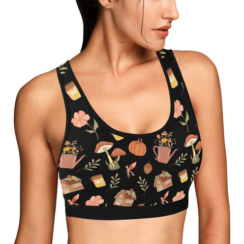 Cottage-Core-Womens-Bralette-Black-Model-Side-View