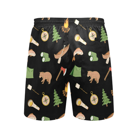 Camping-Men's-Swim-Trunks-Black-Back-View