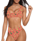 Happy-Avocado-Womens-Bikini-Set-Orange-Model-Front-View