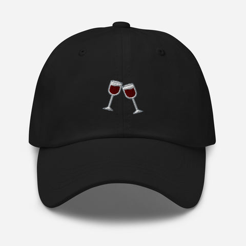 Wine-Embroidered-Dad-Hat-Black-Front-View