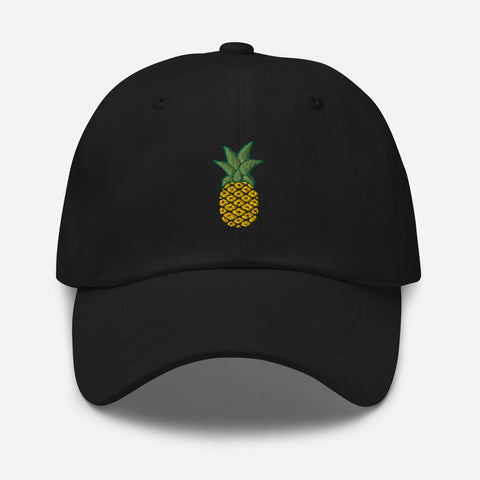 Pineapple-Embroidered-Dad-Hat-Black-Front-View