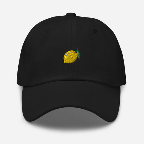 Lemon-Embroidered-Dad-Hat-Black-Front-View
