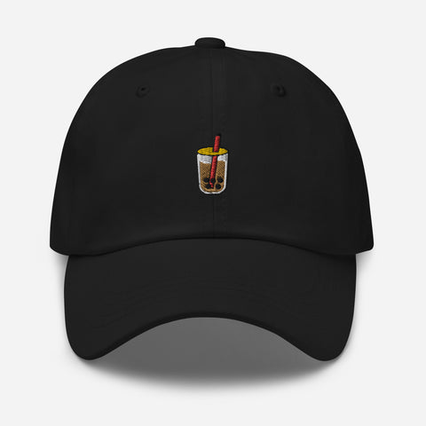 Bubble-Tea-Embroidered-Dad-Hat-Black-Front-View