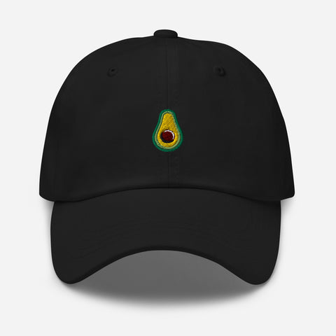 Avocado-Embroidered-Dad-Hat-Black-Front-View