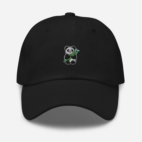 Panda-Embroidered-Dad-Hat-Black-Front-View