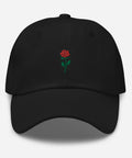 Rose-Embroidered-Dad-Hat-Black-Front-View