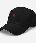 Rose-Embroidered-Dad-Hat-Black-Left-Front-View