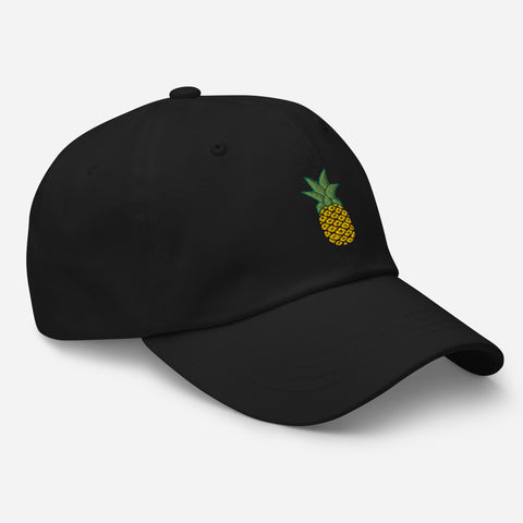 Pineapple-Embroidered-Dad-Hat-Black-Right-Front-View