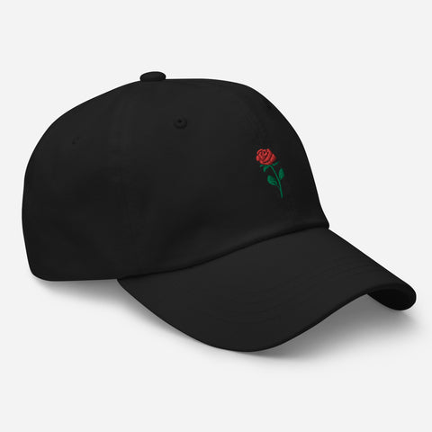 Rose-Embroidered-Dad-Hat-Black-Right-Front-View