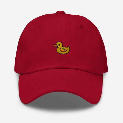 Rubber-Duck-Embroidered-Dad-Hat-Cranberry-Front-View