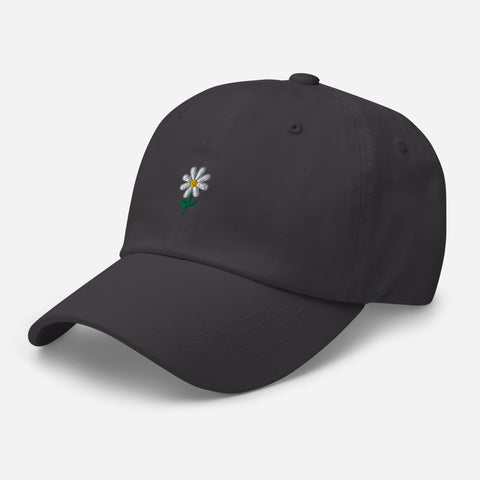 Daisy-Embroidered-Dad-Hat-Grey-Left-Front-View