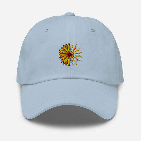 Sunflower-Embroidered-Dad-Hat-Light-Blue-Front-View