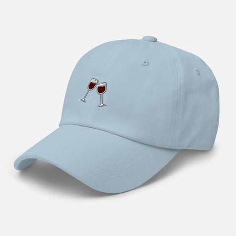 Wine-Embroidered-Dad-Hat-Light-Blue-Left-Front-View