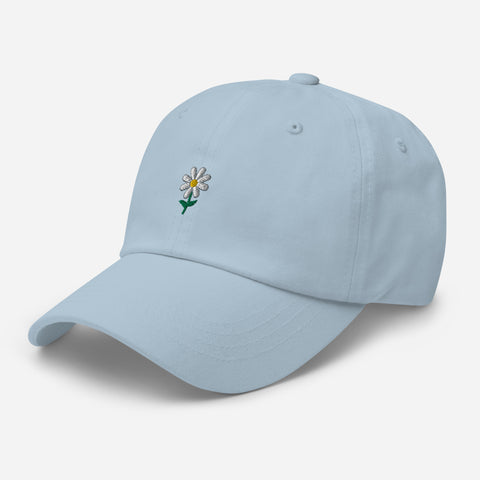 Daisy-Embroidered-Dad-Hat-Light-Blue-Left-Front-View