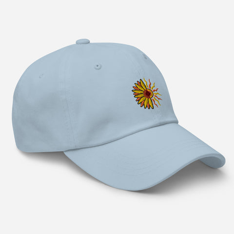 Sunflower-Embroidered-Dad-Hat-Light-Blue-Right-Front-View