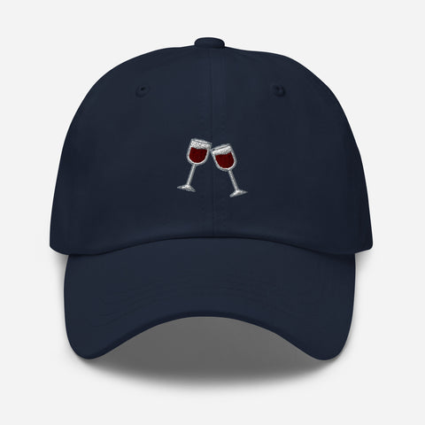 Wine-Embroidered-Dad-Hat-Navy-Front-View