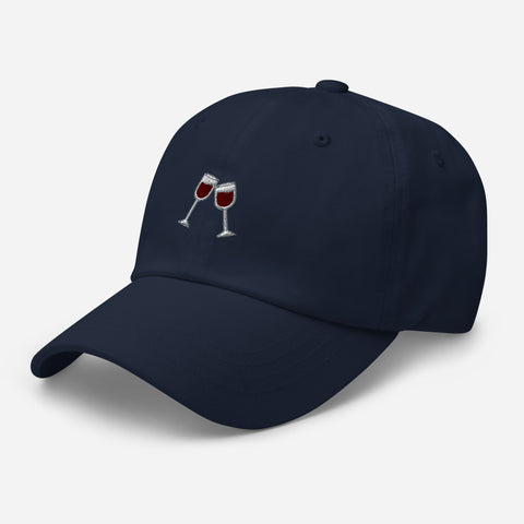 Wine-Embroidered-Dad-Hat-Navy-Left-Front-View
