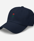 Rose-Embroidered-Dad-Hat-Navy-Left-Front-View