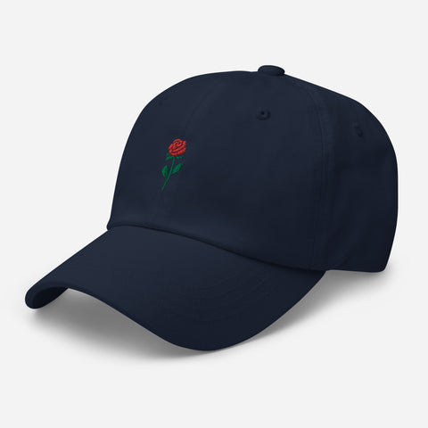 Rose-Embroidered-Dad-Hat-Navy-Left-Front-View