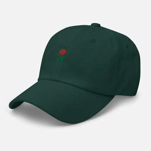 Rose-Embroidered-Dad-Hat-Spruce-Left-Front-View