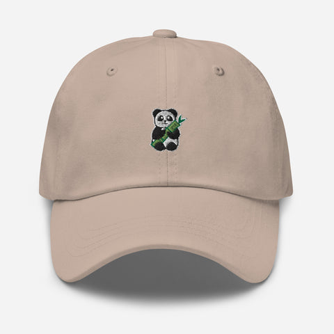 Panda-Embroidered-Dad-Hat-Stone-Front-View