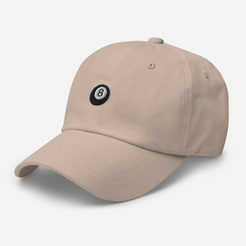 Magic-Eight-Ball-Embroidered-Dad-Hat-Stone-Left-Front-View