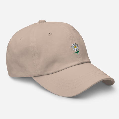 Daisy-Embroidered-Dad-Hat-Stone-Right-Front-View