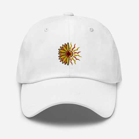 Sunflower-Embroidered-Dad-Hat-White-Front-View