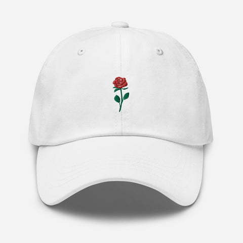 Rose-Embroidered-Dad-Hat-White-Front-View