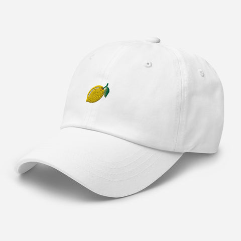 Lemon-Embroidered-Dad-Hat-White-Left-Front-View