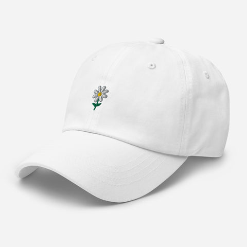 Daisy-Embroidered-Dad-Hat-White-Left-Front-View