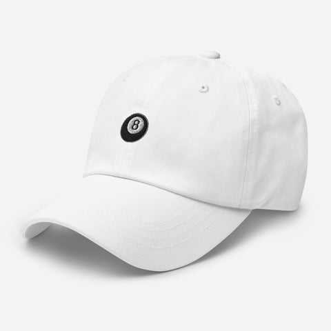 Magic-Eight-Ball-Embroidered-Dad-Hat-White-Left-Front-View
